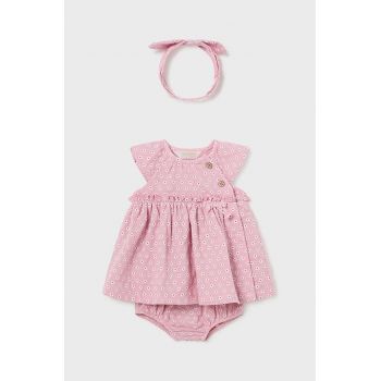 Mayoral Newborn rochie din bumbac pentru bebeluși culoarea roz, mini, evazati