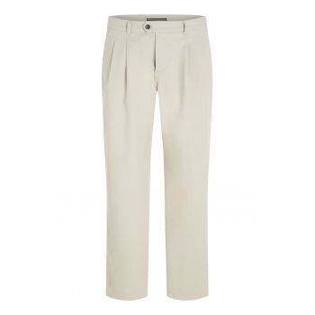 Pantaloni din amestec de bumbac organic cu talie medie si pliuri