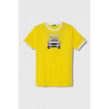 United Colors of Benetton tricou de bumbac pentru copii culoarea galben, modelator