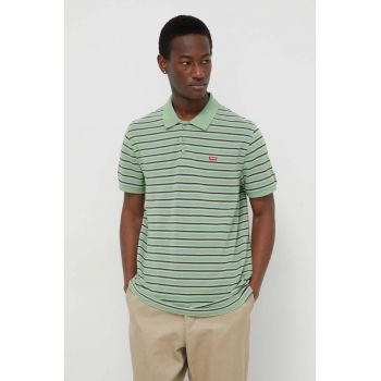 Levi's polo de bumbac culoarea verde, neted, 35883