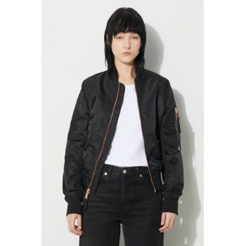 Alpha Industries geaca bomber MA-1 VF LW femei, culoarea negru, de tranzitie