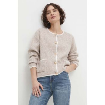 Answear Lab cardigan de lana culoarea bej