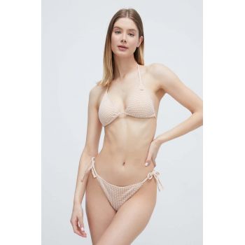 Roxy bikini brazilieni Gingham culoarea bej, cupă ușor rigidizată ERJX404830