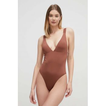 Roxy costum de baie dintr-o bucată Silky Island culoarea maro, cupă ușor rigidizată ERJX103627