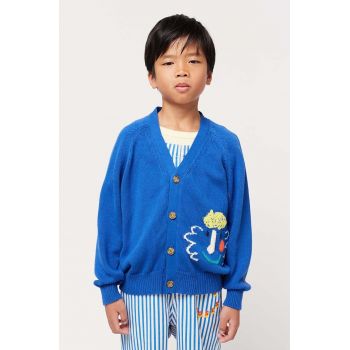 Bobo Choses cardigan din bumbac pentru copii culoarea albastru marin