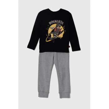 Lego pijama copii x Harry Potter culoarea negru, cu imprimeu