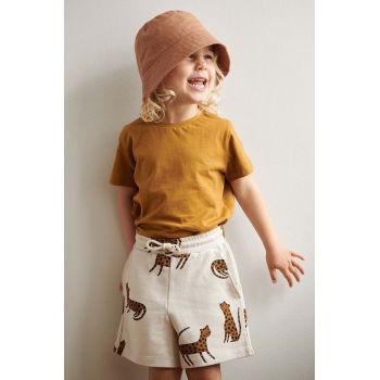 Liewood pantaloni scurți din bumbac pentru copii Gram Printed Sweatshorts culoarea bej, modelator, talie reglabila