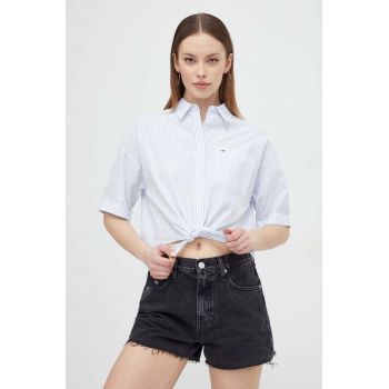 Tommy Jeans cămașă din bumbac femei, cu guler clasic, relaxed DW0DW17809