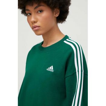 adidas hanorac de bumbac femei, culoarea verde, cu imprimeu IL3432