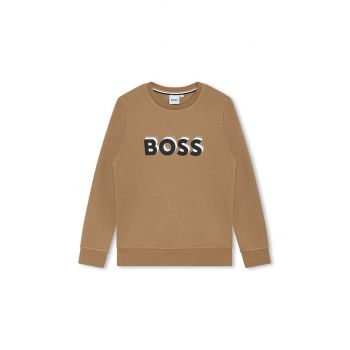 BOSS bluza copii culoarea bej, cu imprimeu