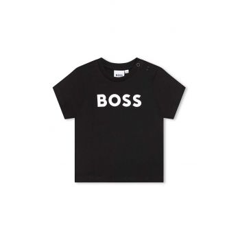 BOSS tricou bebe culoarea negru, cu imprimeu