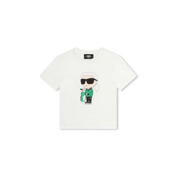 Karl Lagerfeld tricou de bumbac pentru copii culoarea alb, cu imprimeu