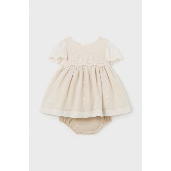 Mayoral Newborn rochie bebe culoarea bej, mini, evazati