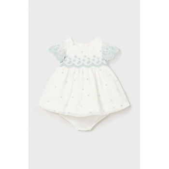 Mayoral Newborn rochie bebe culoarea verde, mini, evazati