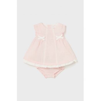 Mayoral Newborn rochie cu amestec de in pentru copii culoarea bej, mini, evazati