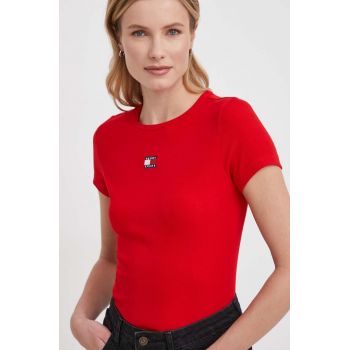 Tommy Jeans tricou femei, culoarea roșu DW0DW17881