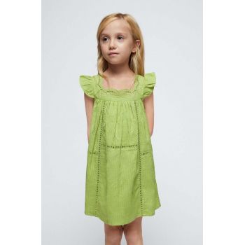 Mayoral rochie din bumbac pentru copii culoarea verde, mini, evazati