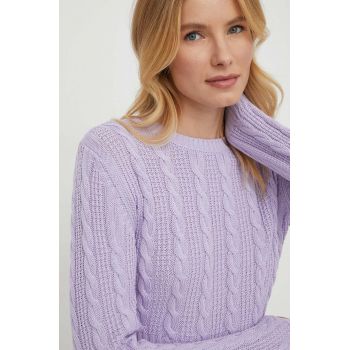 United Colors of Benetton pulover de bumbac culoarea violet, light