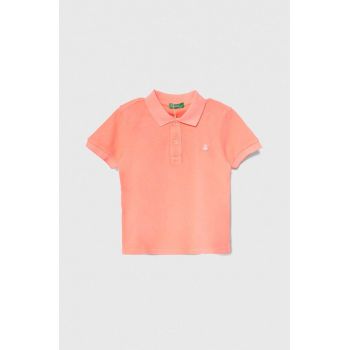 United Colors of Benetton tricouri polo din bumbac pentru copii culoarea roz, cu imprimeu