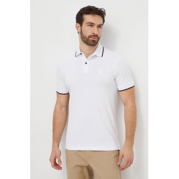 BOSS Orange tricou polo bărbați, culoarea alb, uni 50507699