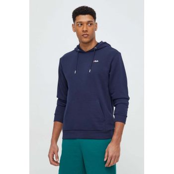 Fila bluza barbati, culoarea albastru marin, cu glugă, neted