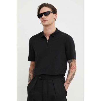 HUGO tricou polo bărbați, culoarea negru, uni 50496003