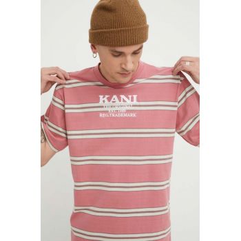 Karl Kani tricou din bumbac barbati, culoarea roz, modelator ieftin
