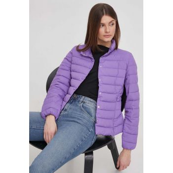 Sisley geaca femei, culoarea violet, de tranzitie