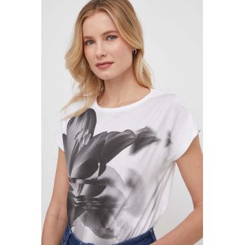 Sisley tricou din bumbac femei, culoarea alb