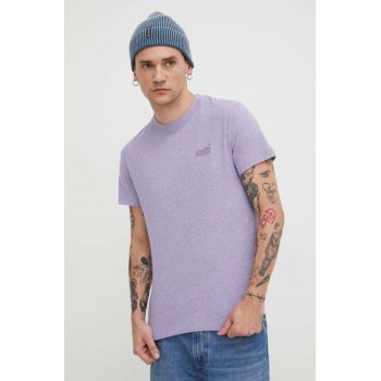 Superdry tricou din bumbac barbati, culoarea violet, melanj de firma original