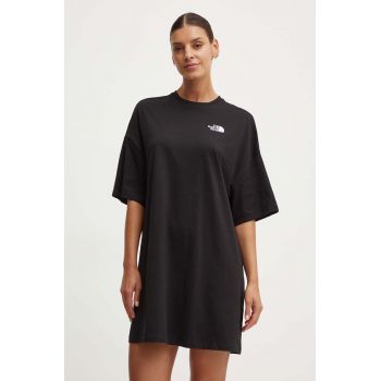 The North Face rochie W S/S Essential Oversize Tee Dress culoarea negru, mini, oversize, NF0A87NFJK31