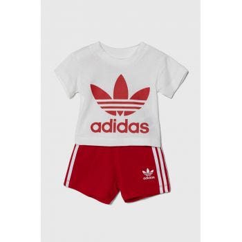 adidas Originals set de bumbac pentru bebelusi culoarea rosu