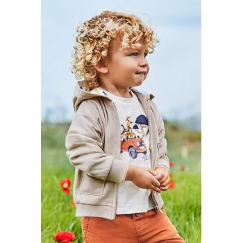 Mayoral bluza bebe culoarea bej, cu glugă, cu imprimeu