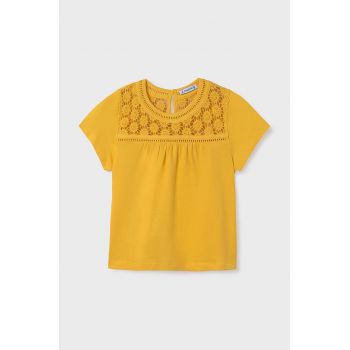 Mayoral bluza de bumbac pentru copii culoarea galben, neted