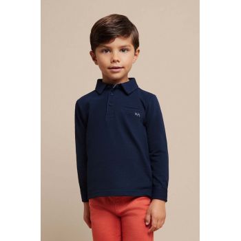 Mayoral longsleeve din bumbac pentru copii culoarea albastru marin, neted