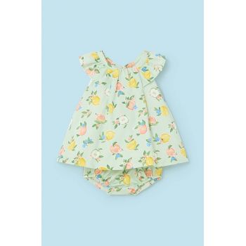 Mayoral Newborn rochie din bumbac pentru bebeluși culoarea verde, mini, evazati