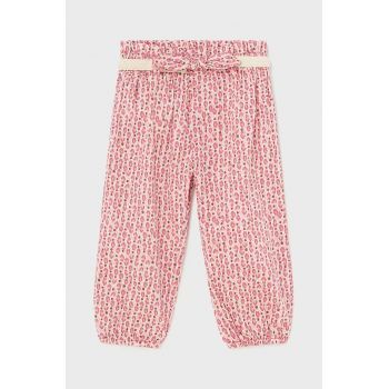 Mayoral pantaloni din bumbac pentru bebeluși culoarea roz, modelator