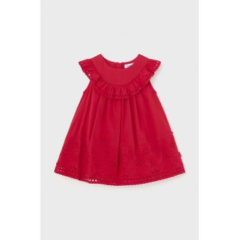 Mayoral rochie din bumbac pentru bebeluși culoarea rosu, mini, evazati de firma originala