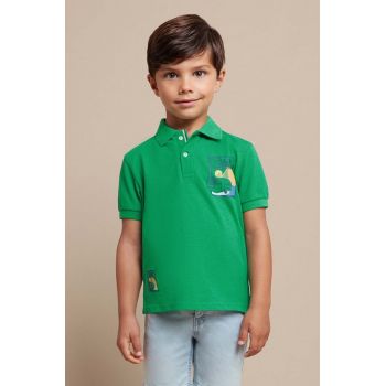 Mayoral tricou polo copii culoarea verde, cu imprimeu