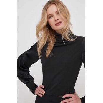 Sisley bluza femei, culoarea negru, neted