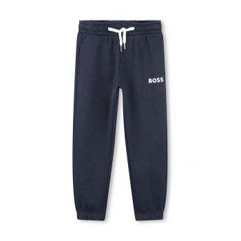 BOSS pantaloni de trening pentru copii culoarea albastru marin, neted