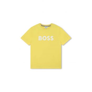 BOSS tricou de bumbac pentru copii culoarea verde, cu imprimeu