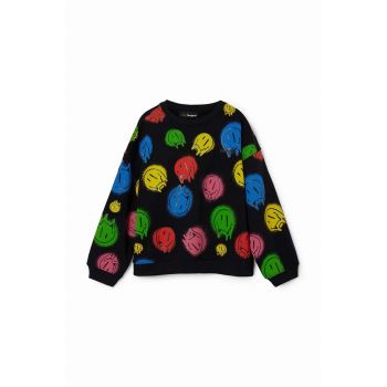 Desigual hanorac de bumbac pentru copii culoarea negru, modelator