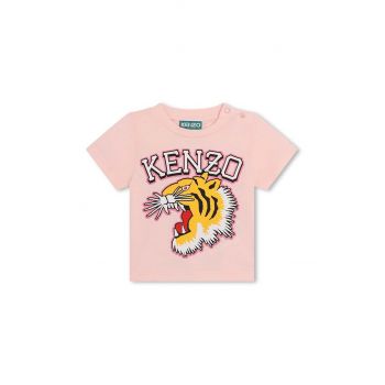 Kenzo Kids tricou de bumbac pentru copii culoarea roz, cu imprimeu