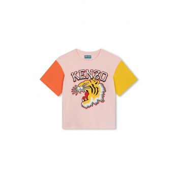 Kenzo Kids tricou de bumbac pentru copii culoarea roz