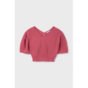 Mayoral bluza de bumbac pentru copii culoarea roz, neted