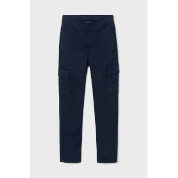 Mayoral pantaloni copii cargo slim fit culoarea albastru marin, neted