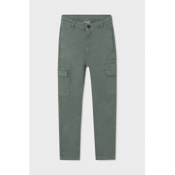 Mayoral pantaloni copii cargo slim fit culoarea verde, neted