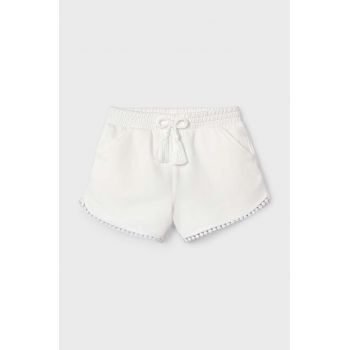 Mayoral pantaloni scurti copii culoarea alb, neted