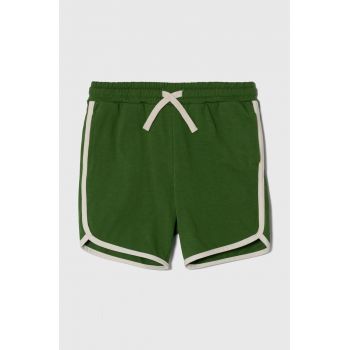 United Colors of Benetton pantaloni scurți din bumbac pentru copii culoarea verde, talie reglabila